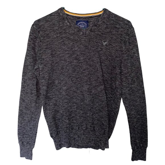 American Eagle Pullover V-neck long Sleeve Sweater Gray - Picture 1 of 6